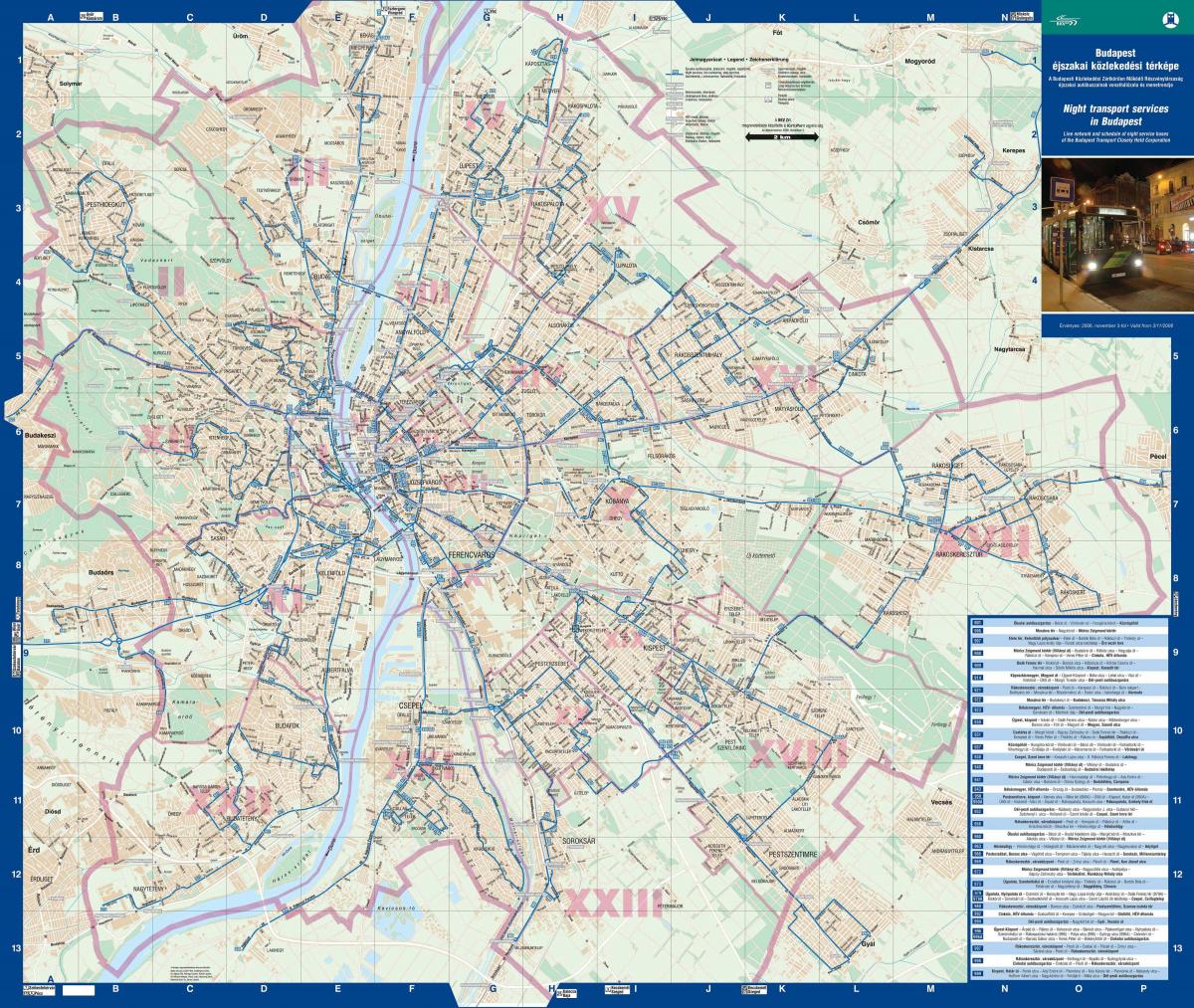 ბუდაპეშტის ღამის ავტობუსი რუკა