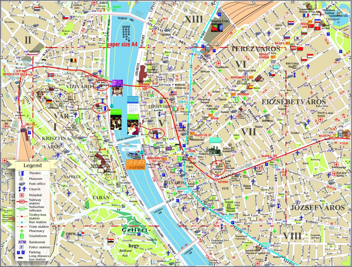 ბუდაპეშტის ქალაქის რუკა ერთად, ატრაქციონები